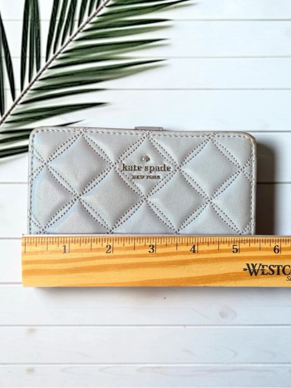 Kate Spade New York Gray Quilted Zip Around Wallet Bifold Organizer